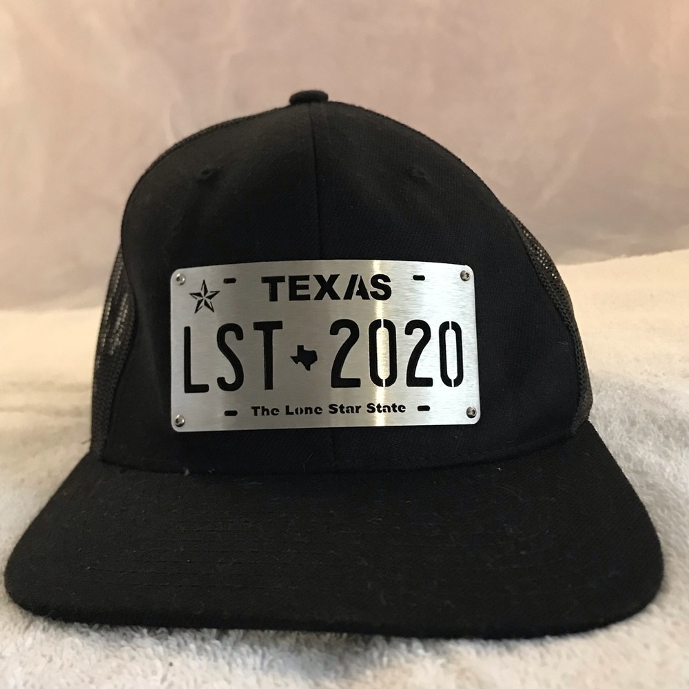 Richardson - Texas License Plate Adjustable SnapBack Black Cloth/Mesh Ball Cap